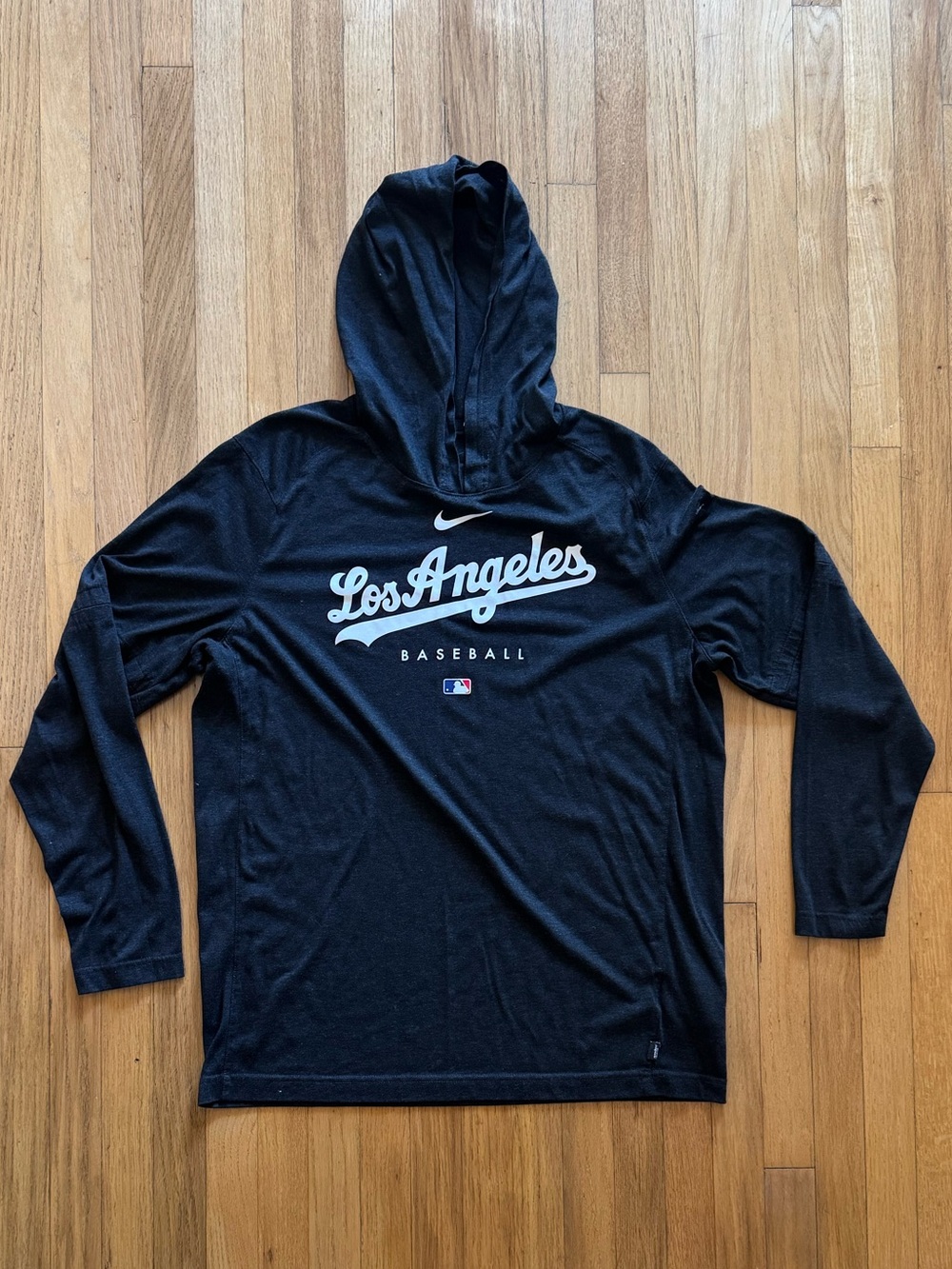 Nike Los Angeles Dodgers Baseball Dark Gray Hooded Long-Sleeve Shirt Large